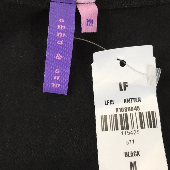 New EMMA & SAM Black V-Neck Shirt Size Medium - Picture 6 of 7